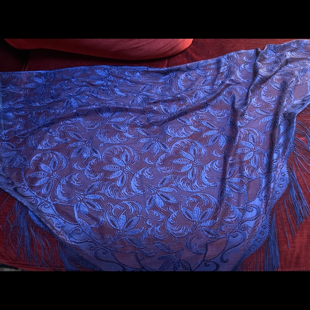 Ladies Women's Floral Lace Scarf Shawl with Tassels NEW